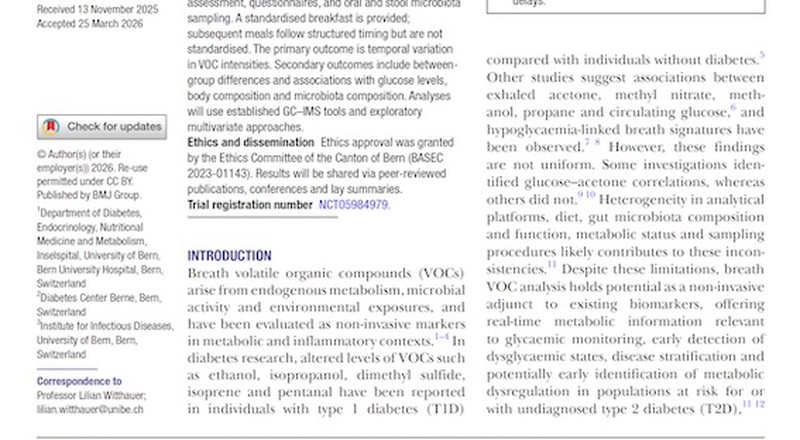 Clinical Protocol on Circadian VOC Patterns in Diabetes Published in BMJ Open