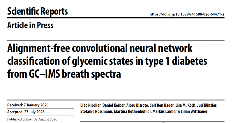 New Paper: Alignment-free convolutional neural network classification of glycemic states in type 1 diabetes from GC–IMS breath spectra