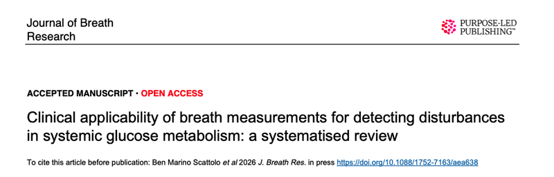 New Paper: Clinical applicability of breath measurements for detecting disturbances in systemic glucose metabolism